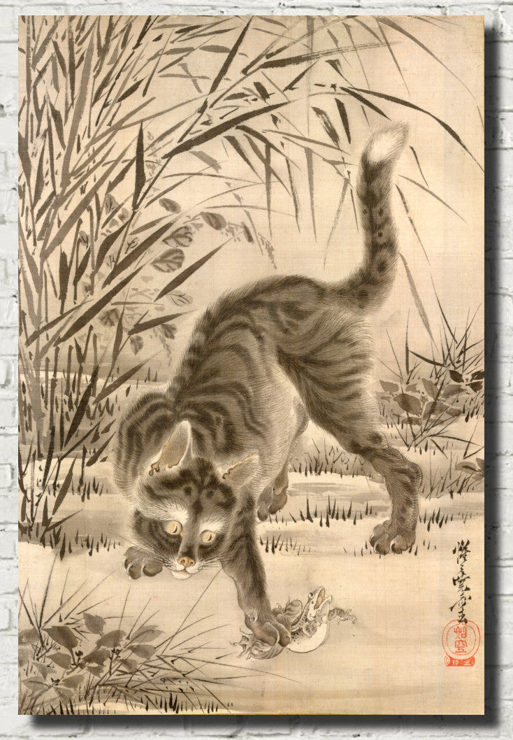 Kawanabe Kyōsai, Japanese Art, Cat Catching Frog