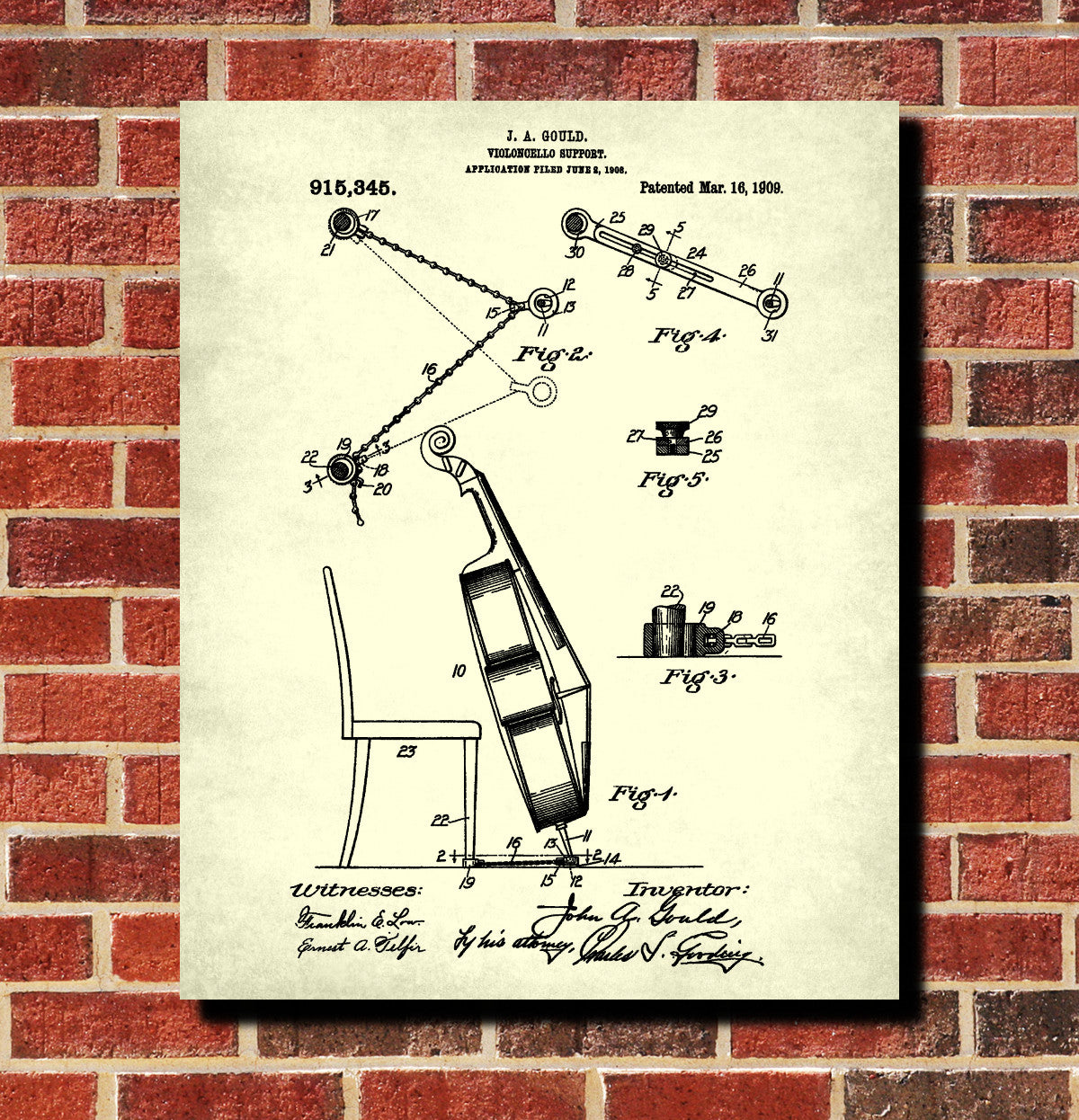Cello Patent Print Orchestra Musical Instrument Wall Art Poster