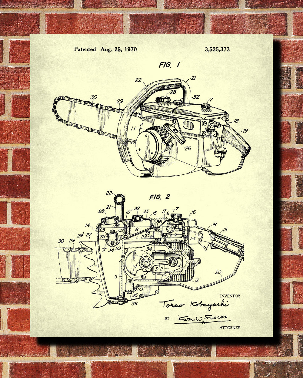Chainsaw Blueprint Lumberjack Patent Print Forestry Poster - OnTrendAndFab
