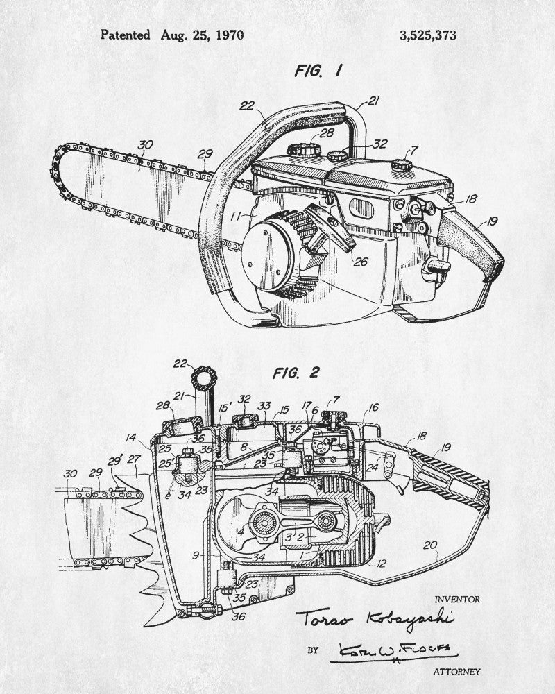 Chainsaw Blueprint Lumberjack Patent Print Forestry Poster - OnTrendAndFab
