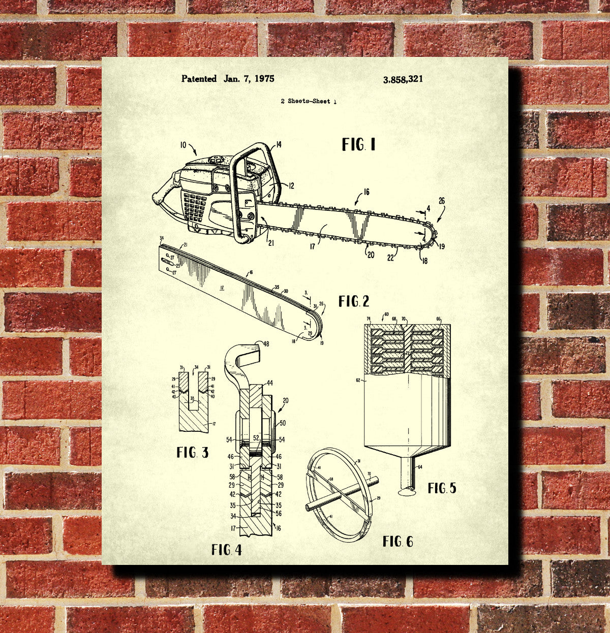 Chainsaw Patent Lumberjack Blueprint Forestry Poster