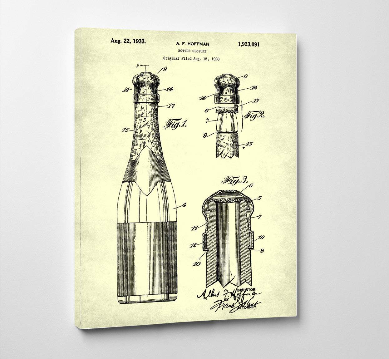Champagne Bottle Patent Print Cafe Poster Bar Art - OnTrendAndFab