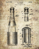 Champagne Bottle Patent Print Cafe Poster Bar Art - OnTrendAndFab