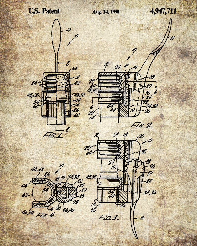 Champagne Bottle Opener Patent Poster Cafe Print Bar Art - OnTrendAndFab