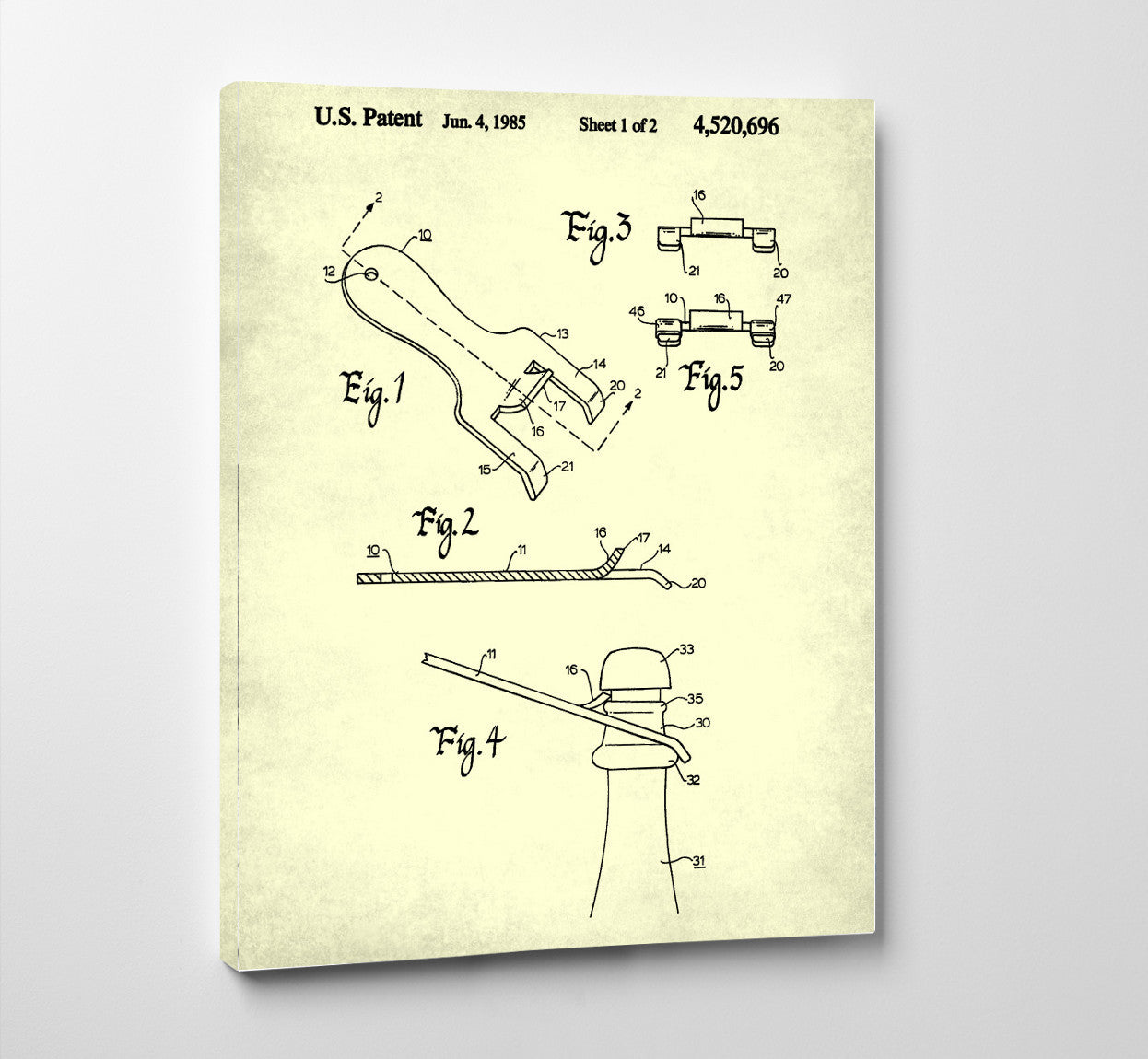 Champagne Bottle Opener Patent Print Cafe Poster Bar Art - OnTrendAndFab