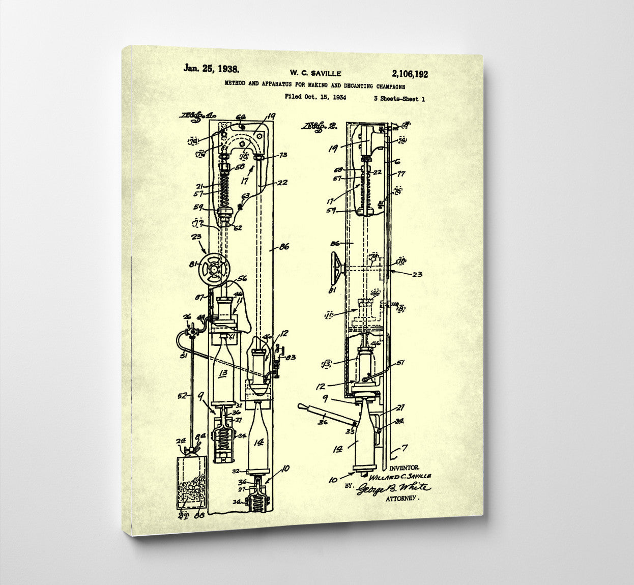 Champagne Bottling Patent Poster Bar Art Cafe Print - OnTrendAndFab