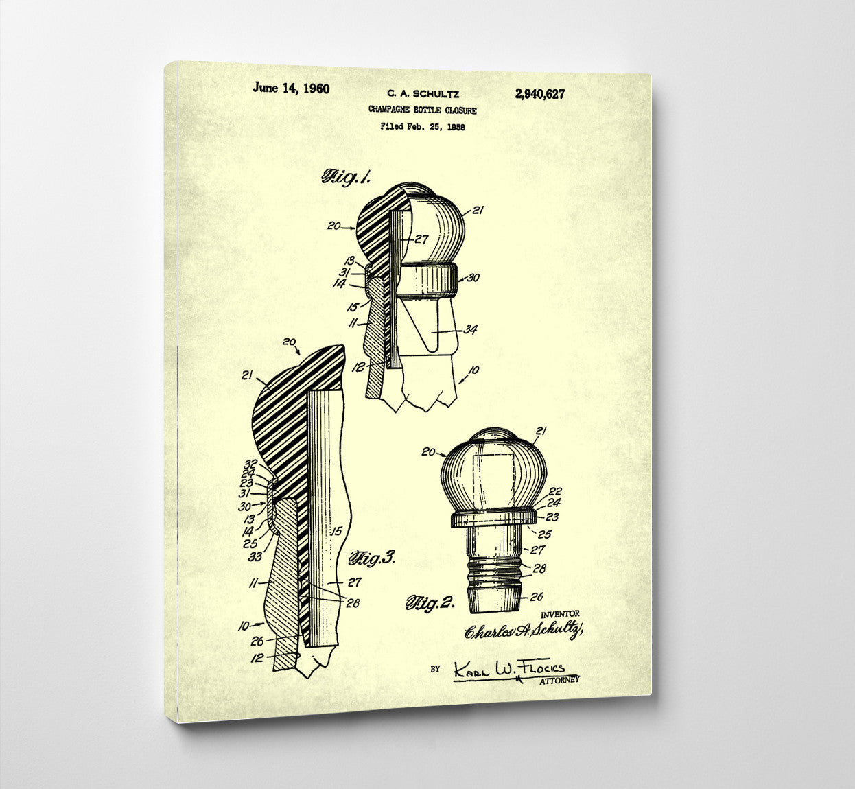 Champagne Cork Patent Print Bar Art Cafe Poster - OnTrendAndFab