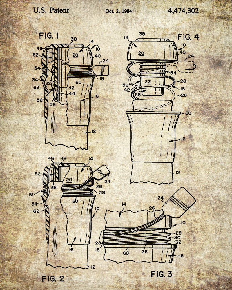 Champagne Cork Patent Poster Bar Art Cafe Print - OnTrendAndFab