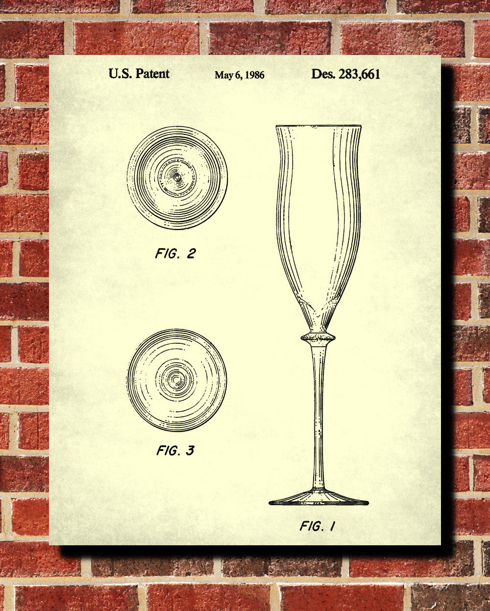 Champagne Flutes Glass Patent Print Bar Art Cafe Poster - OnTrendAndFab