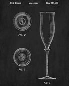 Champagne Flutes Glass Patent Print Bar Art Cafe Poster - OnTrendAndFab