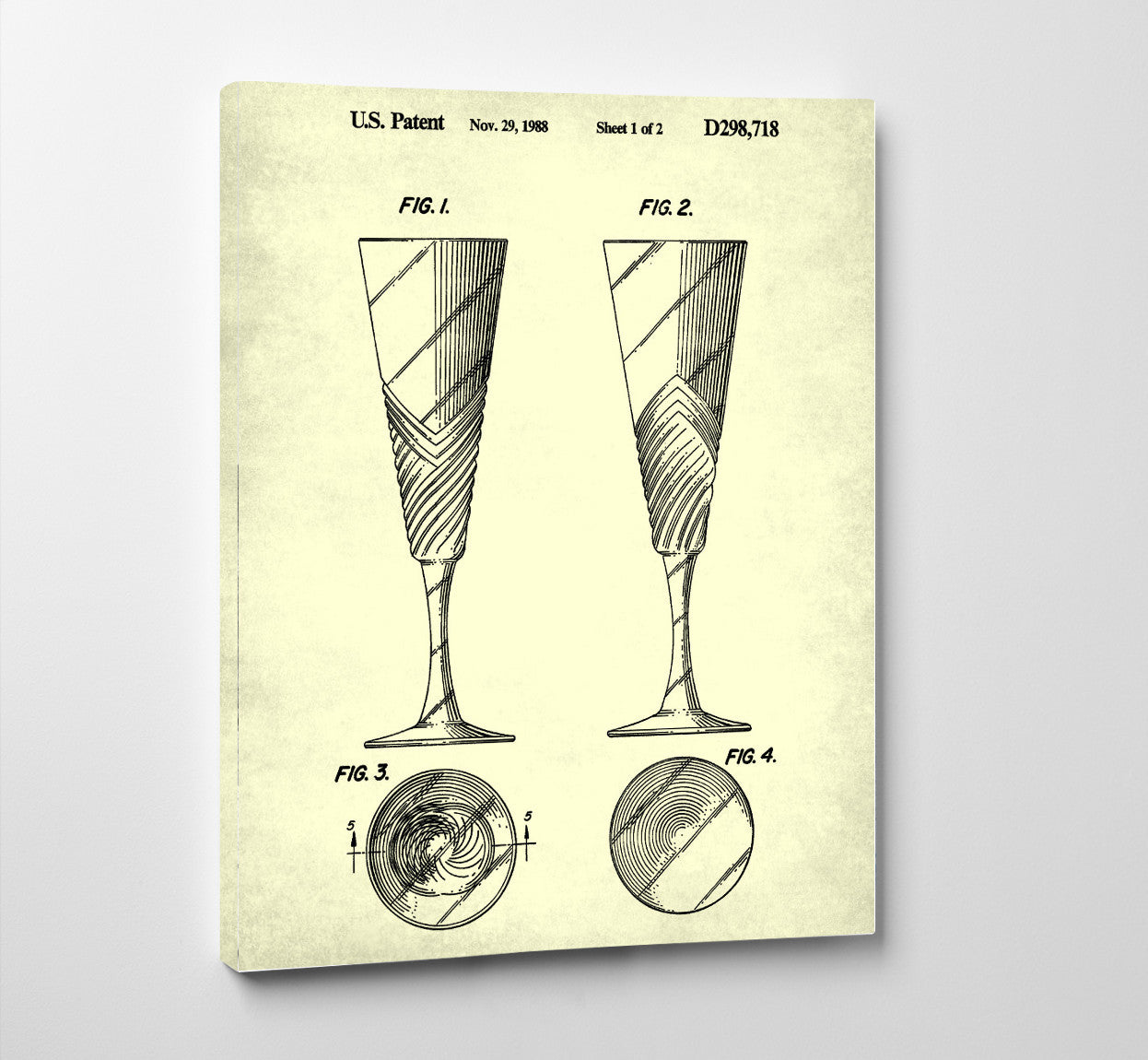 Champagne Flutes Glass Patent Print Bar Art Cafe Poster - OnTrendAndFab
