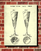 Champagne Flutes Glass Patent Print Bar Art Cafe Poster - OnTrendAndFab
