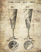 Champagne Flutes Glass Patent Print Bar Art Cafe Poster - OnTrendAndFab