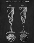 Champagne Flutes Glass Patent Print Bar Art Cafe Poster - OnTrendAndFab