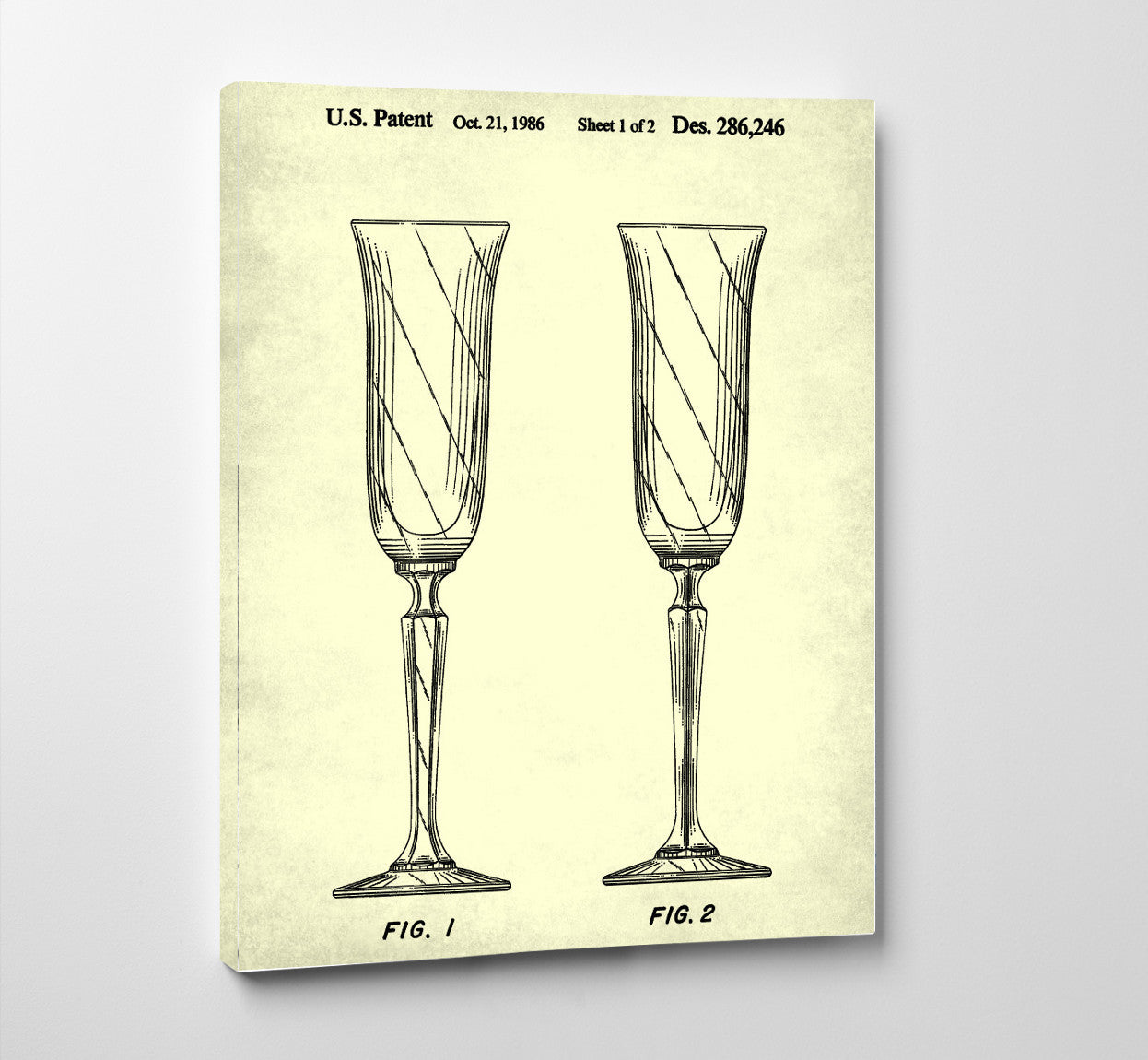 Champagne Flute Glass Patent Print Bar Art Cafe Poster - OnTrendAndFab