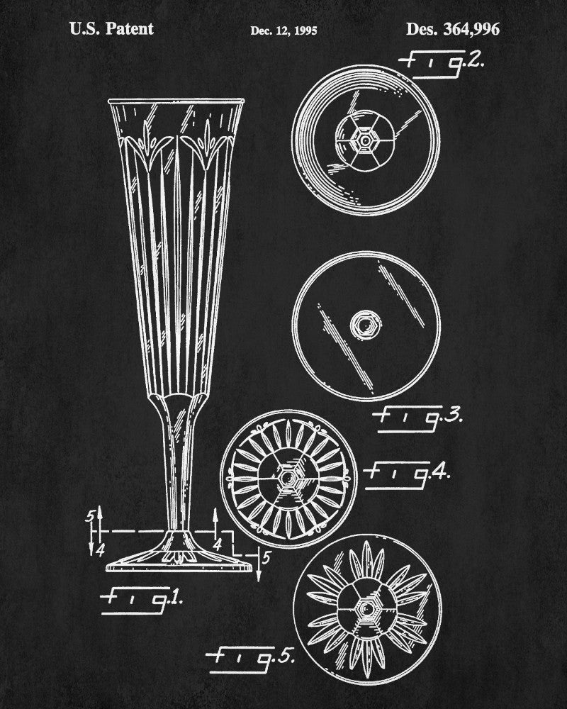 Champagne Flute Glass Patent Print Cafe Poster Bar Art - OnTrendAndFab