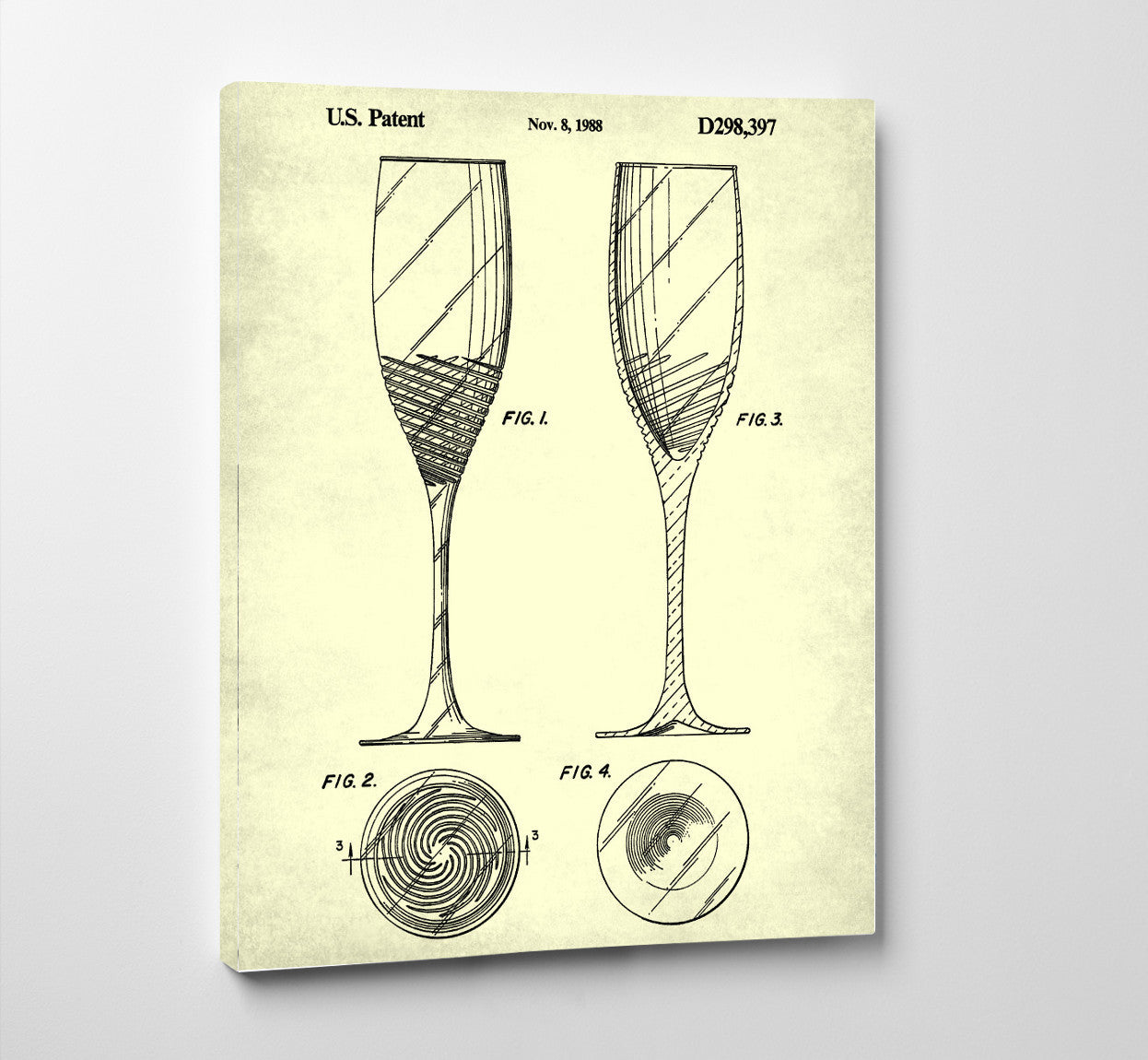 Champagne Flute Glass Patent Print Bar Art Cafe Poster - OnTrendAndFab