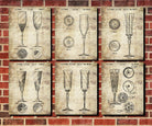 Champagne Patent Prints Set 6 Bar Art Posters - OnTrendAndFab
