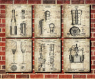 Champagne Patent Prints Set 6 Cafe Bar Art Posters - OnTrendAndFab
