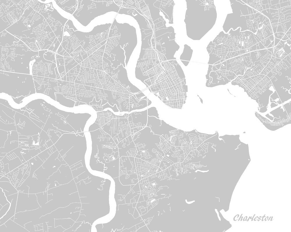 Charleston SC City Street Map Print Custom Wall Map - OnTrendAndFab