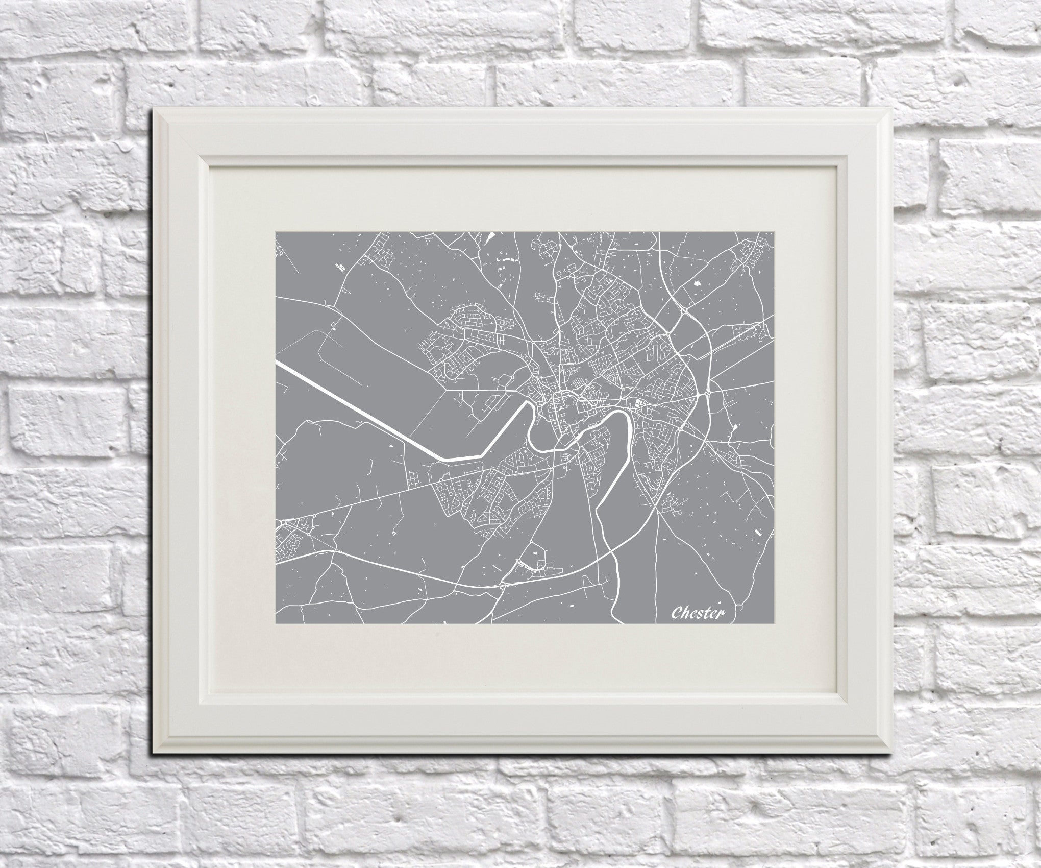Chester City Street Map Print Modern Art Poster Home Decor - OnTrendAndFab