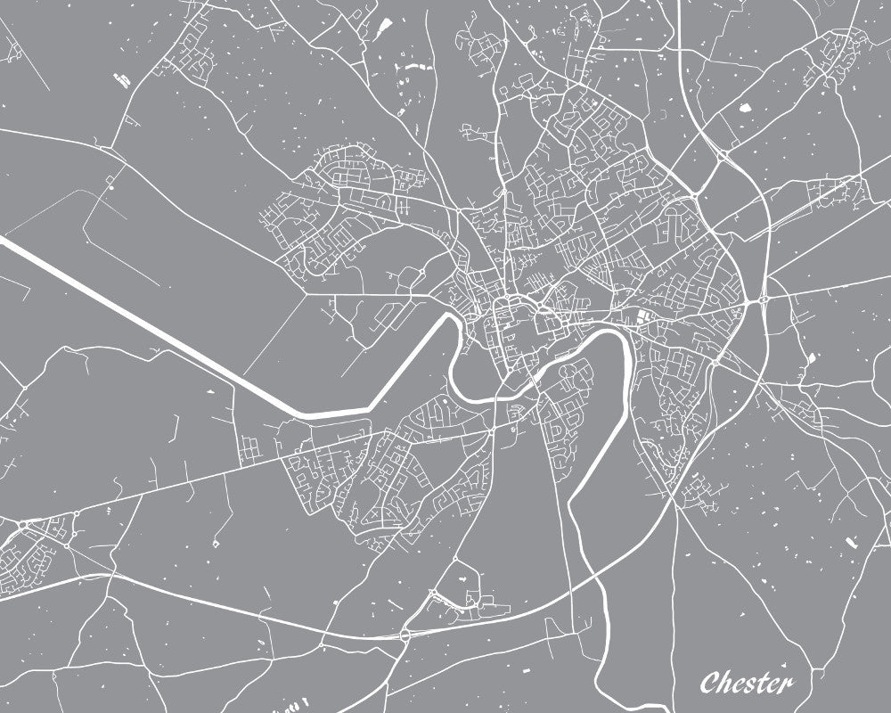 Chester City Street Map Print Modern Art Poster Home Decor - OnTrendAndFab
