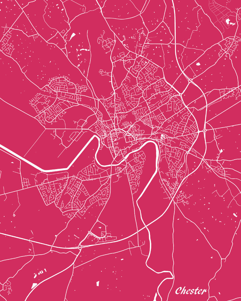 Chester City Street Map Print Modern Art Poster Home Decor - OnTrendAndFab