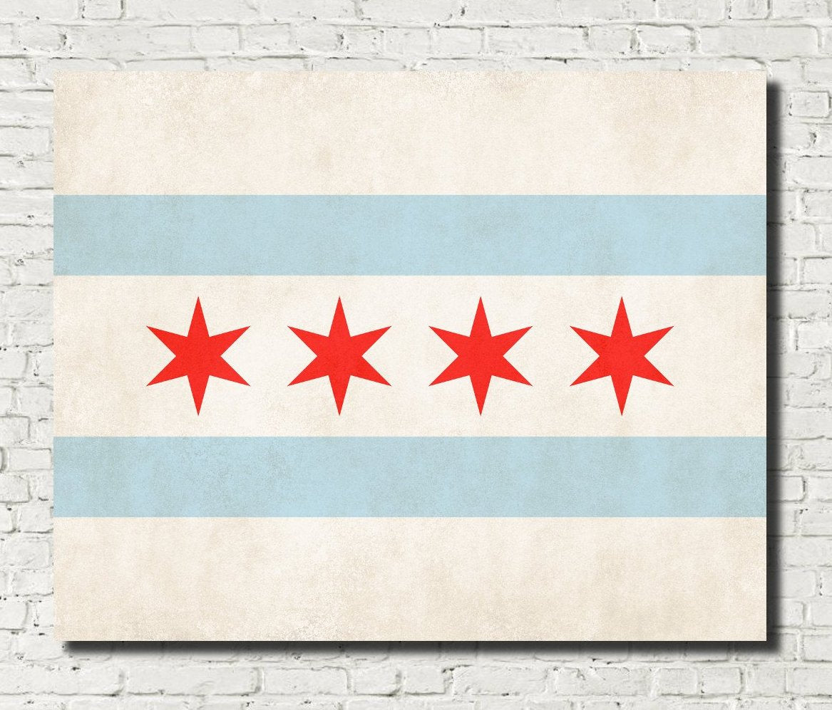 Chicago Illinois City Flag Print