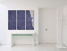 Chicago City Street Map 3 Panel Canvas Wall Art 7002C3B