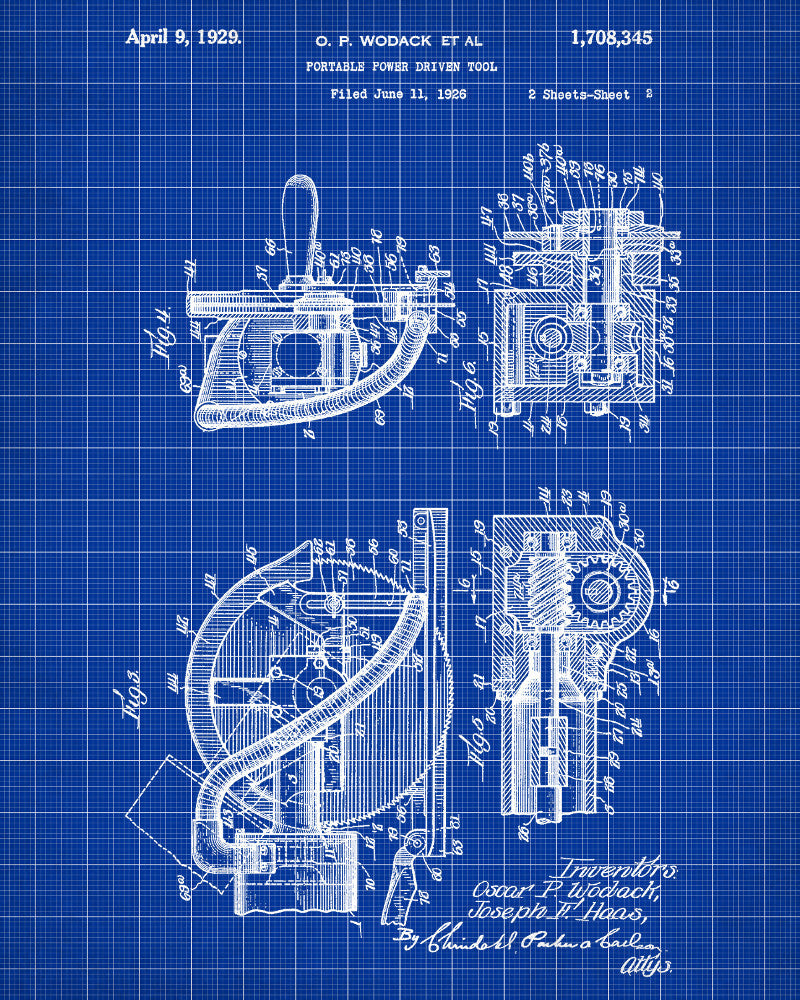 Circular Saw Blueprint Power Tools Patent Workshop Art - OnTrendAndFab
