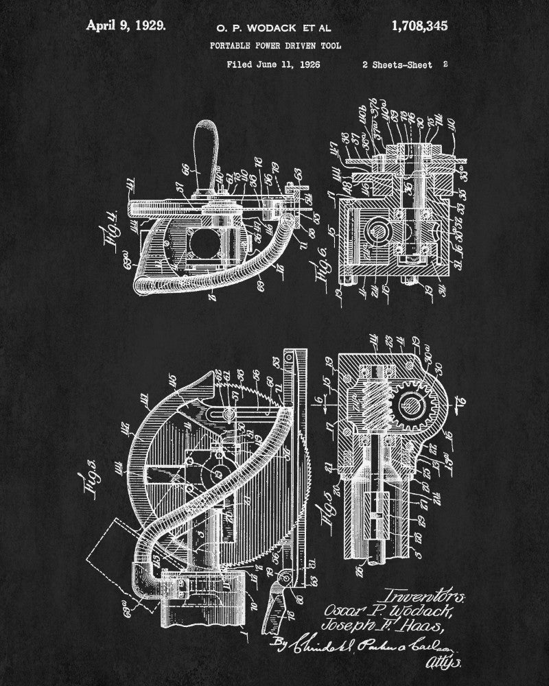 Circular Saw Blueprint Power Tools Patent Workshop Art - OnTrendAndFab