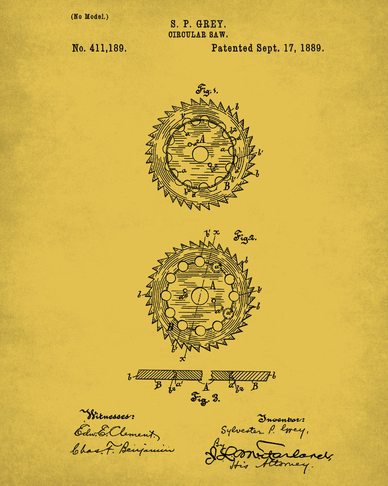 Circular Saw Patent Print Power Tools Poster Workshop Art - OnTrendAndFab