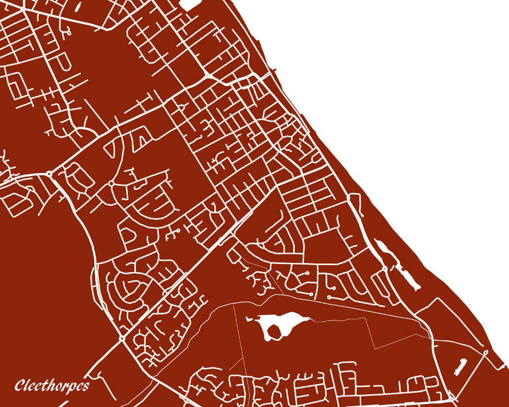 Cleethorpes, UK City Street Map Print Feature Wall Art Poster