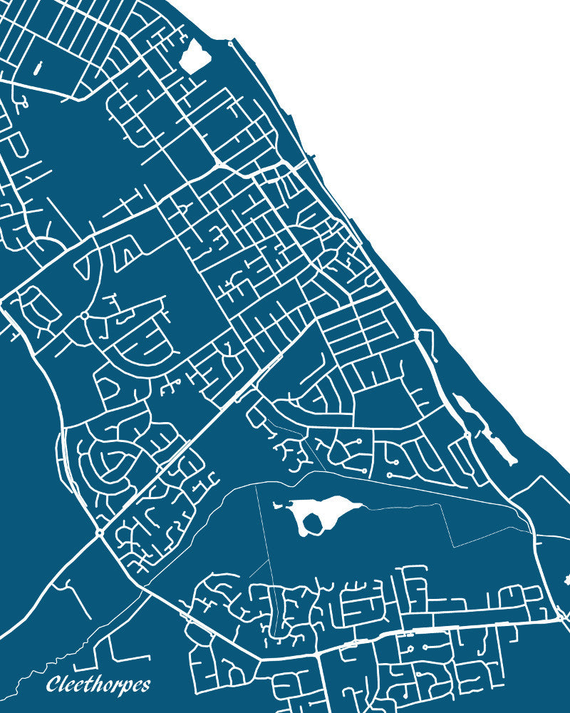 Cleethorpes, UK City Street Map Print Feature Wall Art Poster
