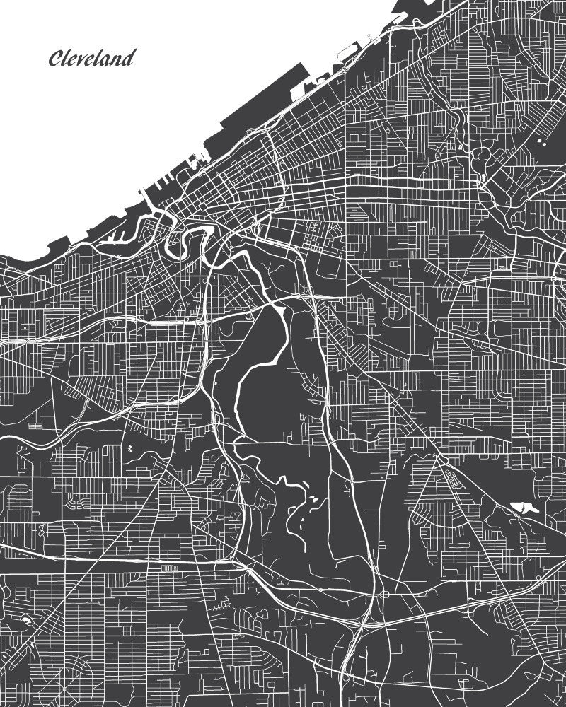 Cleveland City Street Map Print Custom Map Poster - OnTrendAndFab