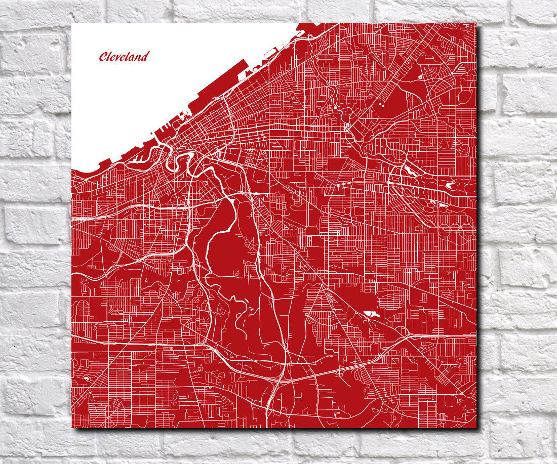Cleveland City Street Map Custom Wall Map Poster - OnTrendAndFab