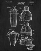 Bar Poster Cocktail Shaker Patent Print Cafe Art Pub Wall Poster