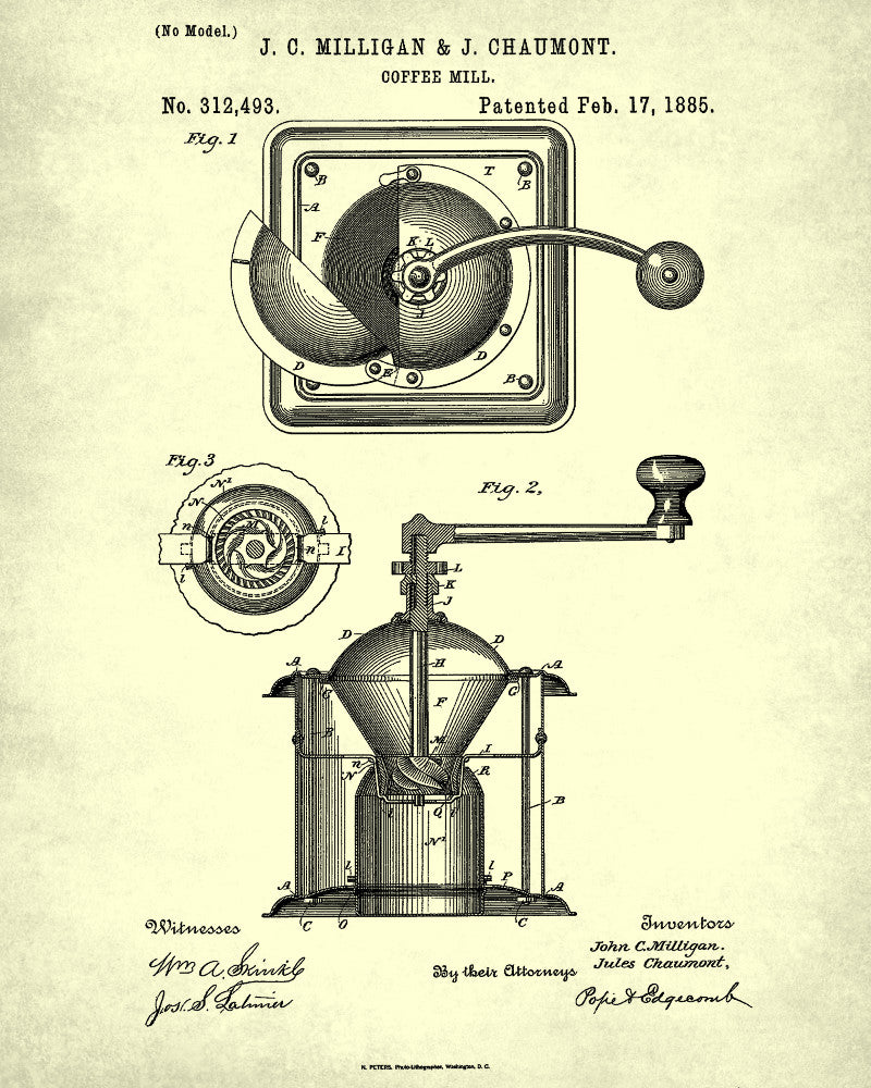 Coffee Grinder Framed Patent Print Limited Edition