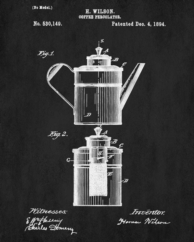 Coffee Percolator Patent Print Cafe Blueprint Kitchen Poster - OnTrendAndFab