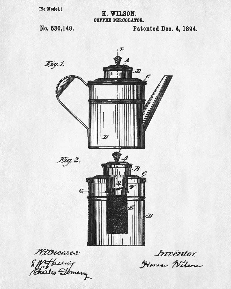 Coffee Percolator Patent Print Cafe Blueprint Kitchen Poster - OnTrendAndFab