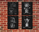 Cafe Patent Prints Coffee Wall Art Kitchen Posters Set 4