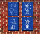 Cafe Patent Prints Coffee Wall Art Kitchen Posters Set 4