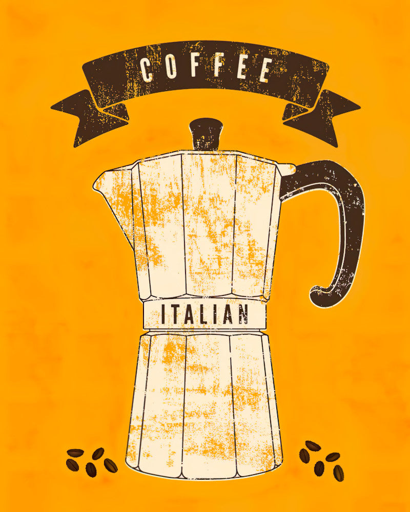 Italian Coffee Print Framed Vintage Advertising Poster Art