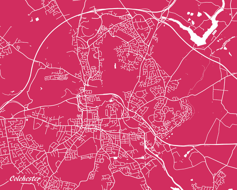 Colchester City Street Map Print Modern Art Poster