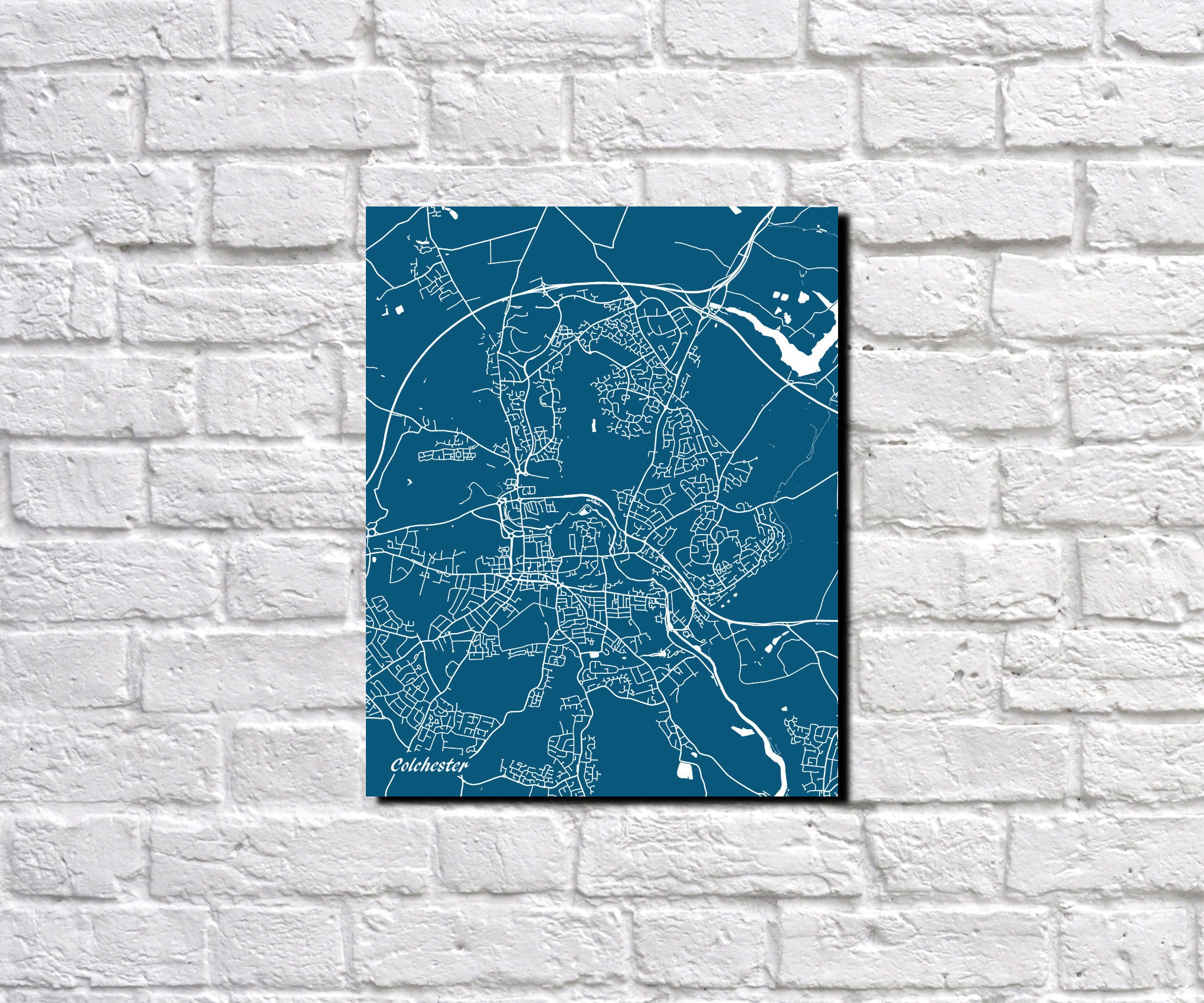 Colchester City Street Map Print Modern Art Poster