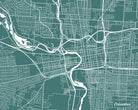 Columbus City Street Map Print Feature Wall Art Poster