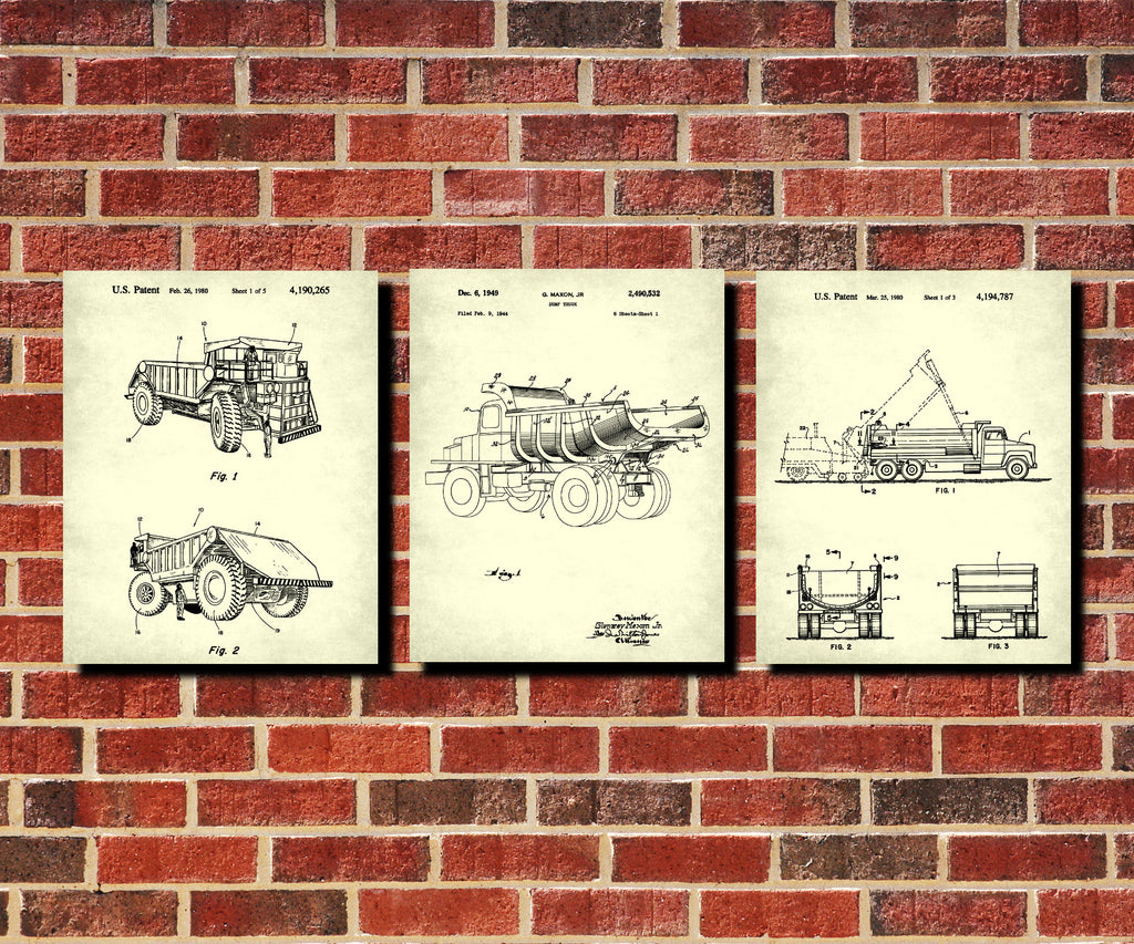 Machinery Posters Set 3 Construction Equipment Patents