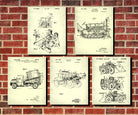 Construction Vehicle Posters, Set 5 Mining Patent Prints