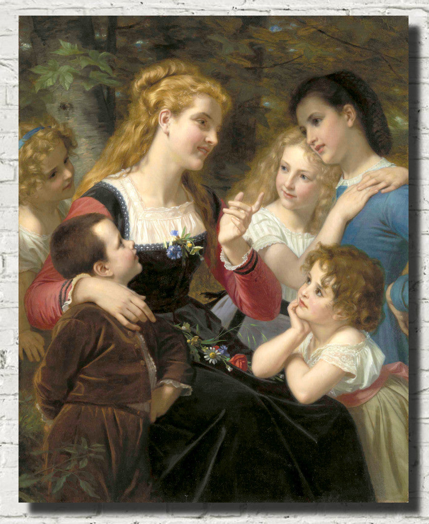 Hugues Merle Fine Art Print, Childrens Tales