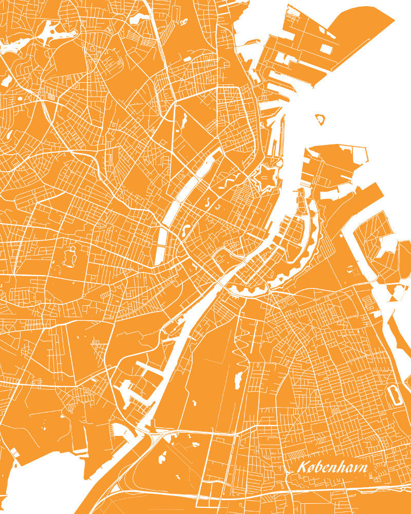 Copenhagen City Street Map Print Custom Map Poster - OnTrendAndFab